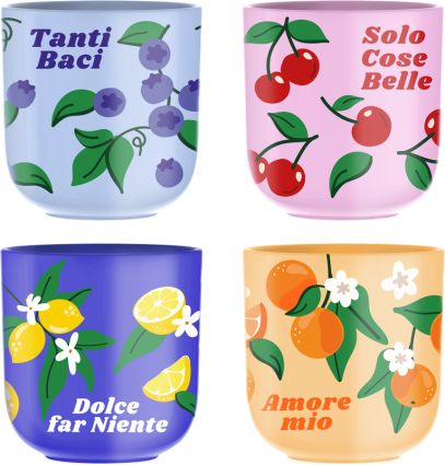 Mercato Della Frutta 4er Set Espressobecher, je 90 ml, bunt