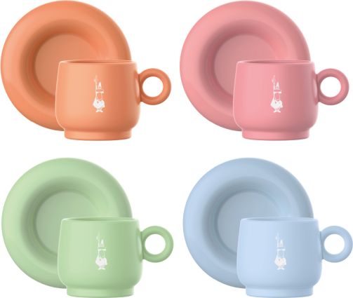 Mercato Della Frutta 4er Set Espressotassen, je 90 ml und Untertassen, bunt