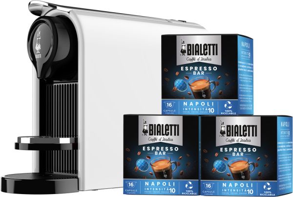 Bialetti Gioia Plus Weiß inkl. 48 Kaffeekapseln