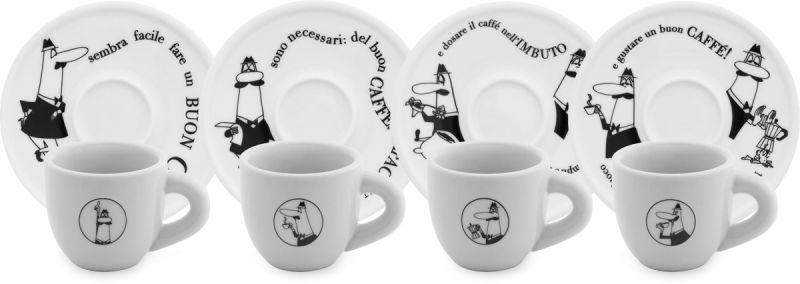 4er-Set Moka Carosello Tassen aus weißem Porzellan