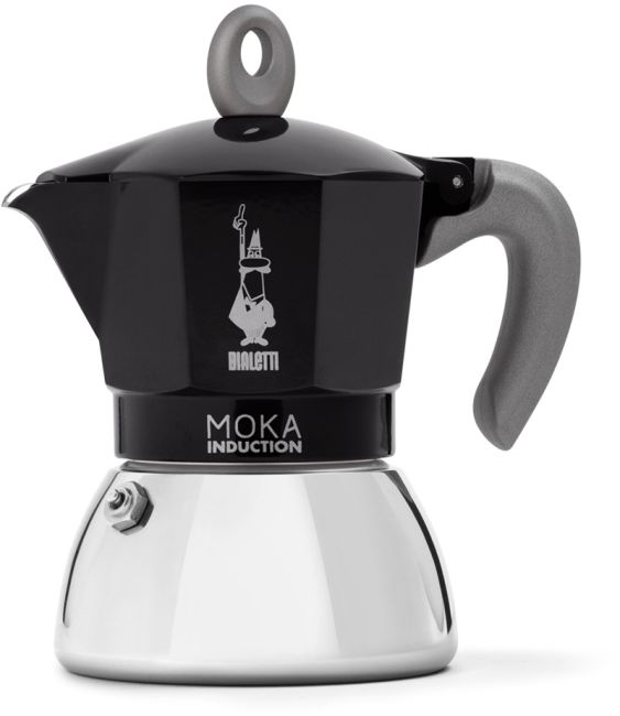 Bialetti Moka Induktion, Schwarz, Espressokocher mit Bi-Layer-Kessel