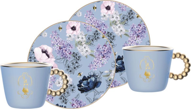 Bridgerton Set 2 Espressotassen mit Untertasse, Porzellan (90 ml)