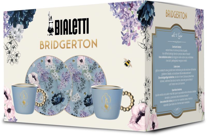 Bridgerton Set 2 Espressotassen mit Untertasse, Porzellan (90ml)