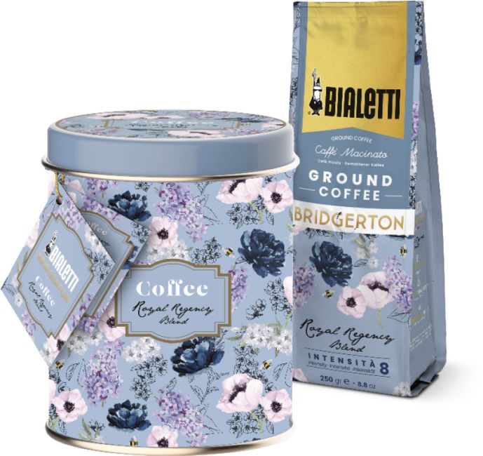 Bridgerton Design-Kaffeedose und Royal Regency Blend Kaffee 250g