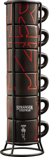 Stranger Things Set 6 Espressotassen, Keramik, stapelbar mit Metallgestell je 80 ml
