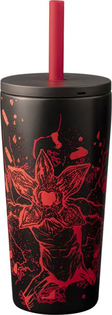 Stranger Things Isolierbecher mit Trinkhalm, Edelstahl 600 ml