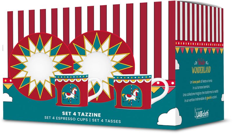 Winter Wonderland Set 4 Tassen mit Untertasse, Porzellan (90 ml)